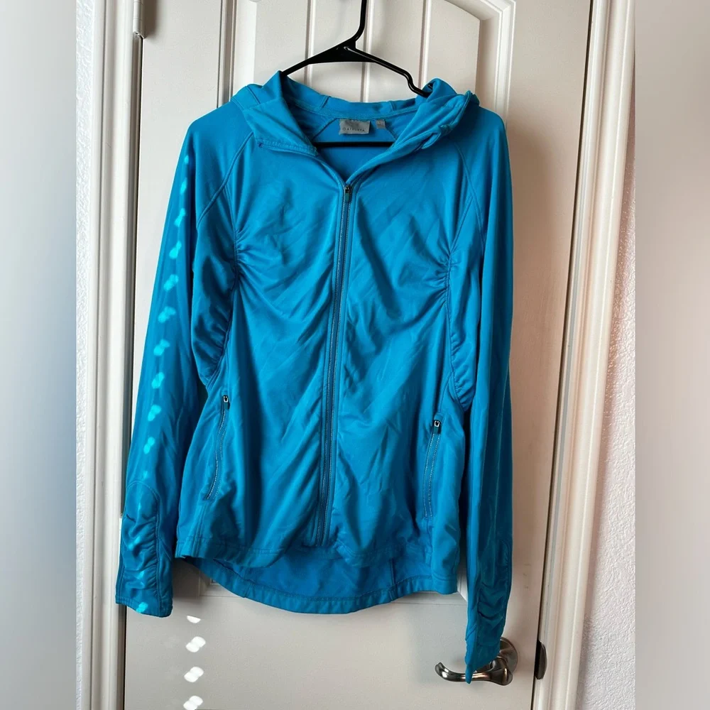 Athleta “Half Mile” Running Zip Up Jacket with Hoodie in Breaker size large - Picture 1 of 16
